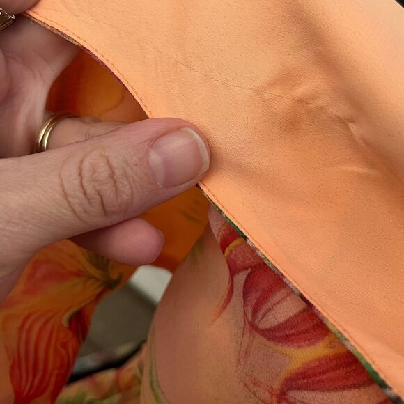 Walter Baker Parrot Print Tropical Tank Top Open Sides Orange Multi Beachy - Picture 10 of 10